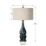 Blue Faceted Ceramic Table Lamp | Uttermost Prussian