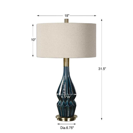 Blue Faceted Ceramic Table Lamp | Uttermost Prussian
