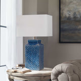 Textured Blue Ceramic Table Lamp | Uttermost Pero