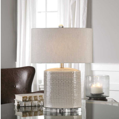 Modern European furniture - Textured Oval Ceramic Table Lamp - www.oroa.com