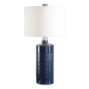 Modern European furniture - Blue Embossed Ceramic Table Lamp by Uttermost Thalia - www.oroa.com
