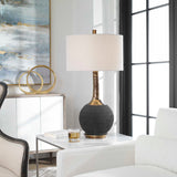 Modern European furniture - Rounded Black Ceramic Table Lamp - www.oroa.com