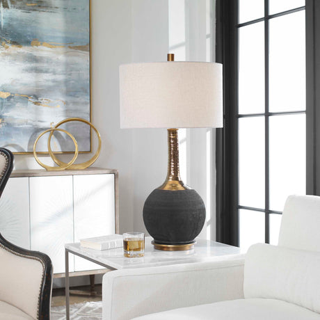   Rounded Black Ceramic Table Lamp | Oroa.com
