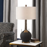 Modern European furniture - Rounded Black Ceramic Table Lamp - www.oroa.com
