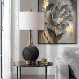 Modern European furniture - Rounded Black Ceramic Table Lamp - www.oroa.com