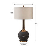 Modern European furniture - Rounded Black Ceramic Table Lamp - www.oroa.com