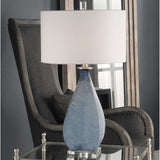 Modern European furniture - Etched Blue Glass Table Lamp - www.oroa.com