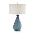 Modern European furniture - Etched Blue Glass Table Lamp - www.oroa.com
