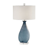 Modern European furniture - Etched Blue Glass Table Lamp - www.oroa.com