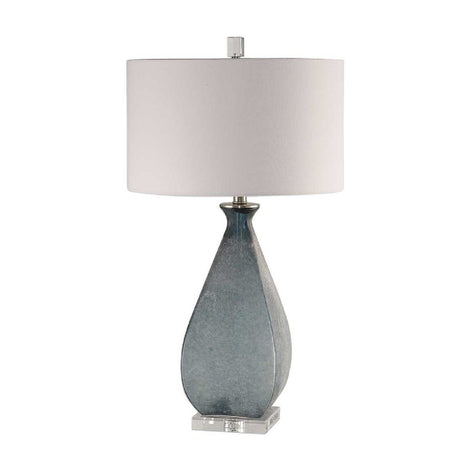 Modern European furniture - Etched Blue Glass Table Lamp - www.oroa.com