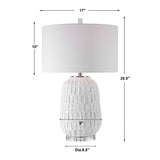 White Ceramic Grid Table Lamp | Uttermost Caelina