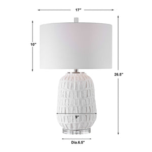   White Ceramic Grid Table Lamp | Oroa.com