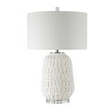 White Ceramic Grid Table Lamp | Uttermost Caelina