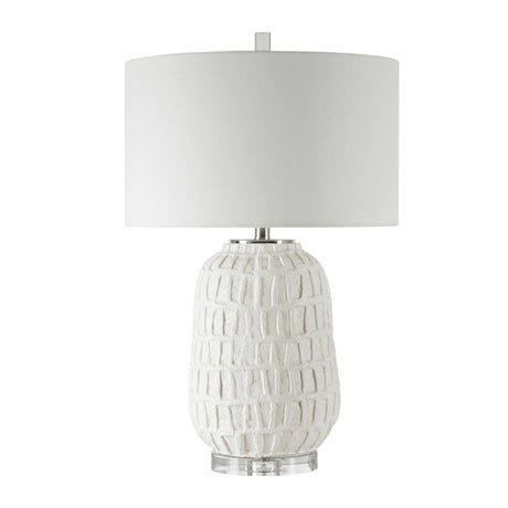 White Ceramic Grid Table Lamp | Uttermost Caelina