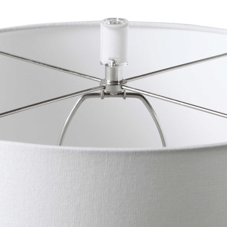 White Ceramic Grid Table Lamp | Uttermost Caelina
