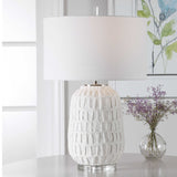White Ceramic Grid Table Lamp | Uttermost Caelina