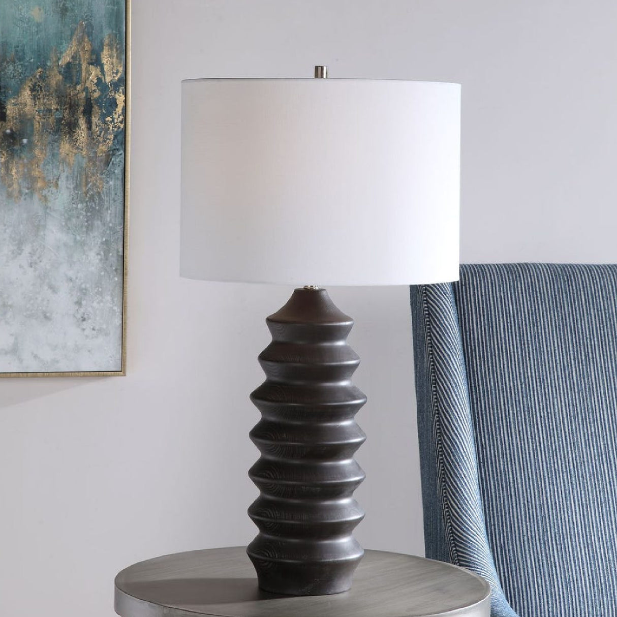   Rustic Black Wood Table Lamp | Oroa.com
