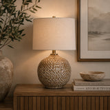 Modern European furniture - Wavy Ribbed Ceramic Table Lamp - www.oroa.com