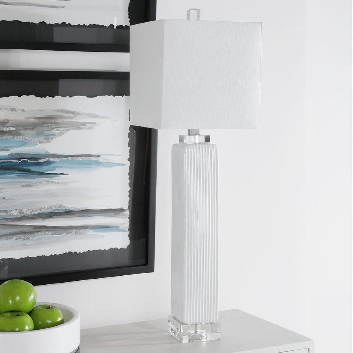 White Ribbed Buffet Lamp | Uttermost Bennett
