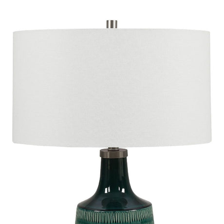 Carved Teal Ceramic Table Lamp | Uttermost Scouts