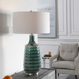 Carved Teal Ceramic Table Lamp | Uttermost Scouts