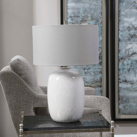 White Drip Ceramic Table Lamp | Uttermost Winterscape