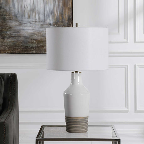 Crackled White Ceramic Table Lamp | Uttermost Dakota