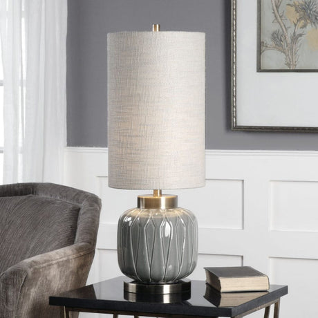 Gray Embossed Ceramic Buffet Lamp | Uttermost Zahlia
