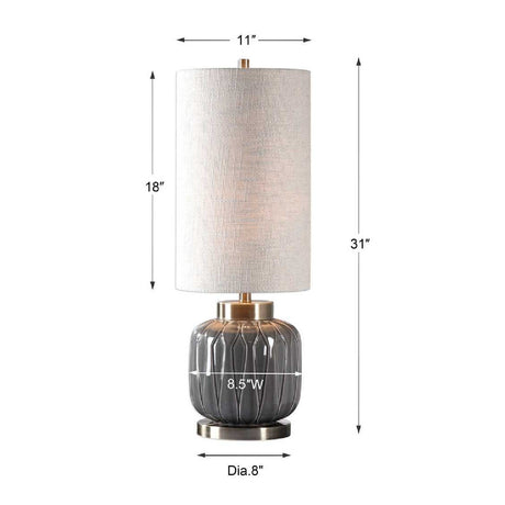 Gray Embossed Ceramic Buffet Lamp | Uttermost Zahlia