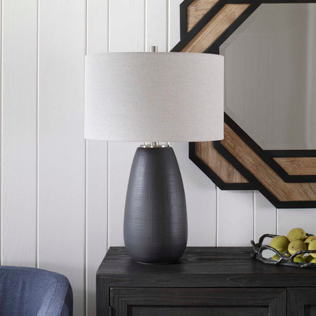 Satin Black Ceramic Table Lamp | Uttermost Twilight