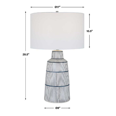 Modern European furniture - Ceramic Nautical Stripes Table Lamp - www.oroa.com