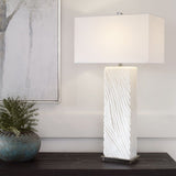Carved White Stone Table Lamp | Uttermost Pillar