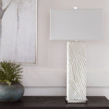 Carved White Stone Table Lamp | Uttermost Pillar