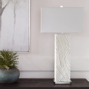   Carved White Stone Table Lamp | Oroa.com