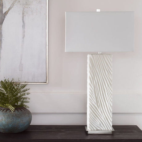 Carved White Stone Table Lamp | Uttermost Pillar