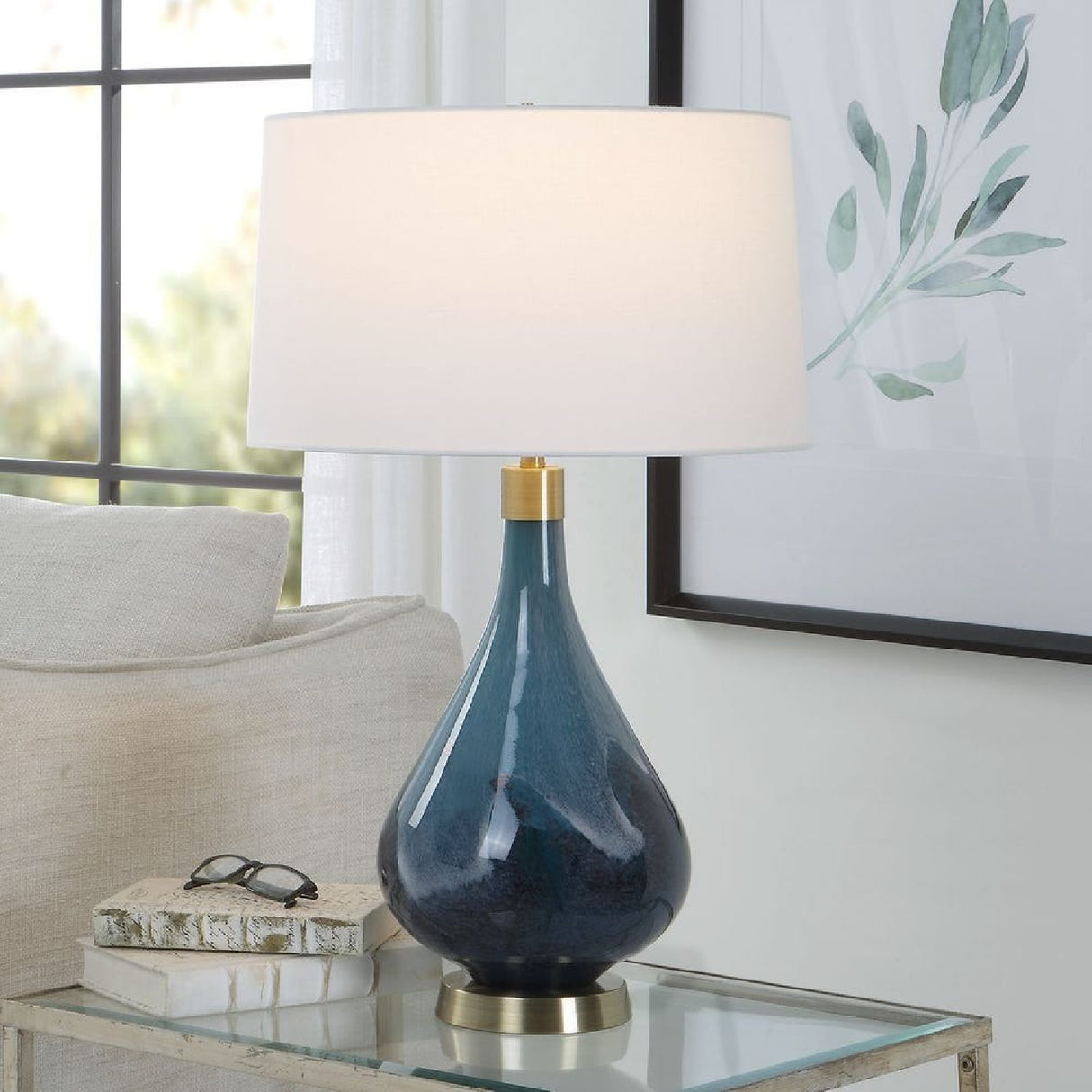   Blue Art Glass Table Lamp | Oroa.com
