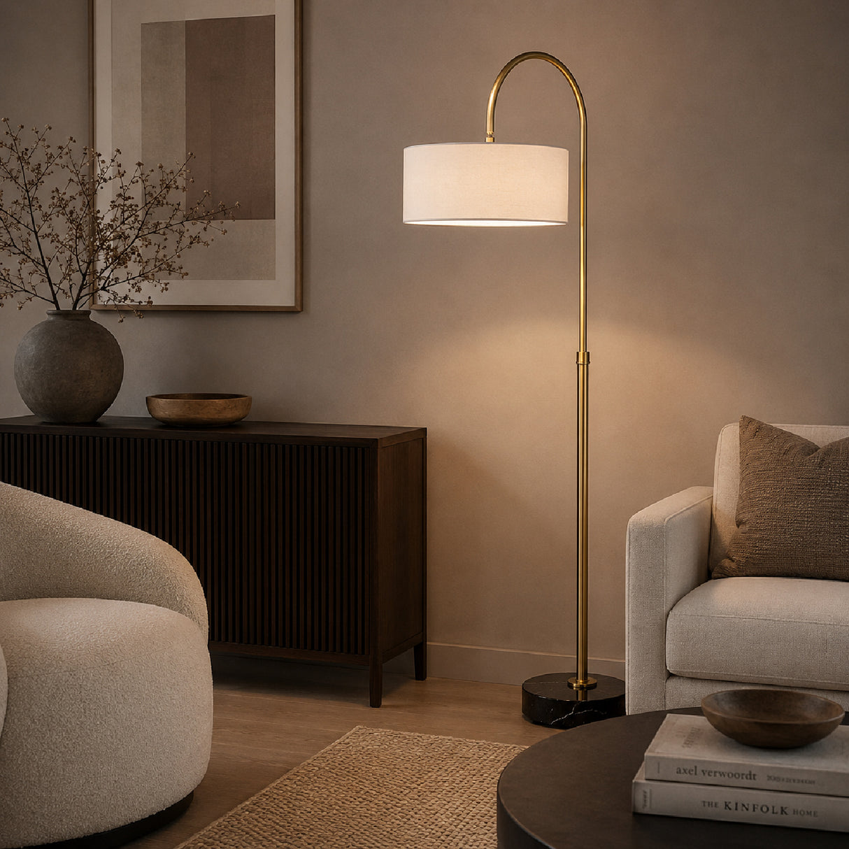 Modern European furniture - Gold Arc Rotating Floor Lamp - www.oroa.com