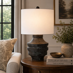  Black Wooden Rustic Table Lamp | Oroa.com