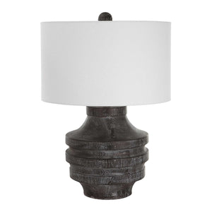   Black Wooden Rustic Table Lamp | Oroa.com