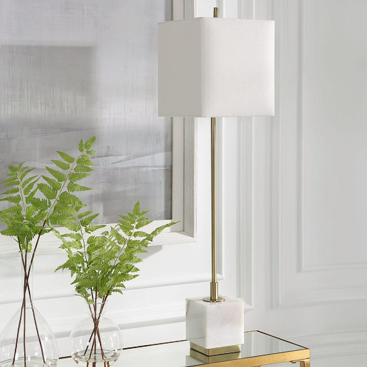   White Marble Block Buffet Lamp | Oroa.com