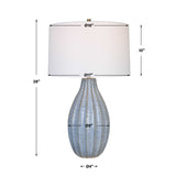Modern European furniture - Scalloped Blue Ceramic Table Lamp - www.oroa.com