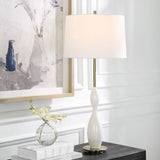 Hourglass White Ceramic Table Lamp | Uttermost Annora