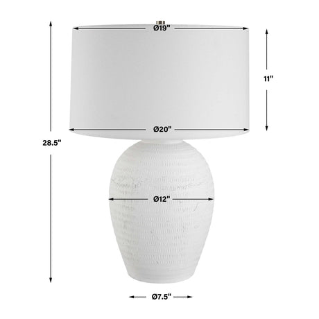 Urn-Shaped White Ceramic Table Lamp | Uttermost Reyna