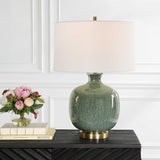 Modern European furniture - Aged Green Glass Table Lamp - www.oroa.com