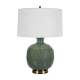 Modern European furniture - Aged Green Glass Table Lamp - www.oroa.com