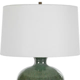 Modern European furniture - Aged Green Glass Table Lamp - www.oroa.com