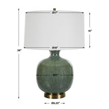 Modern European furniture - Aged Green Glass Table Lamp - www.oroa.com