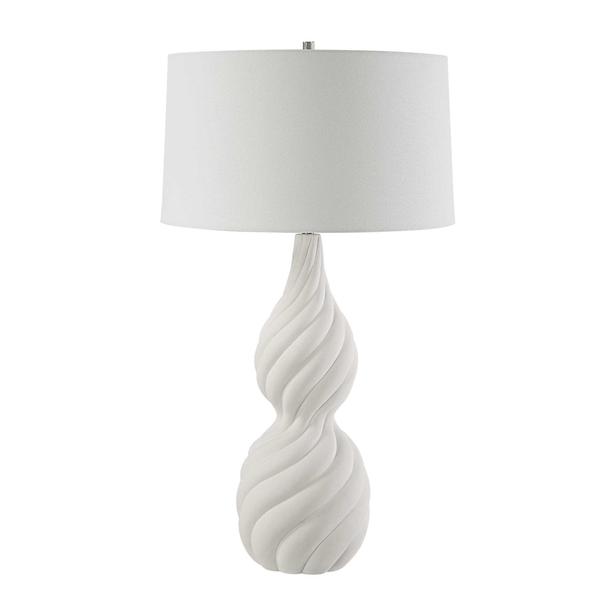 Modern European furniture - Coiled White Ceramic Table Lamp - www.oroa.com
