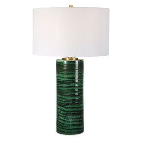 Modern European furniture - Striped Green Ceramic Table Lamp by Uttermost Galeno - www.oroa.com