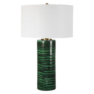   Striped Green Ceramic Table Lamp | Oroa.com